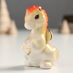 Сувенир керамика &quot;Дракоша с сердечком&quot; оранжево-золотой 3,7х4х6,8 см