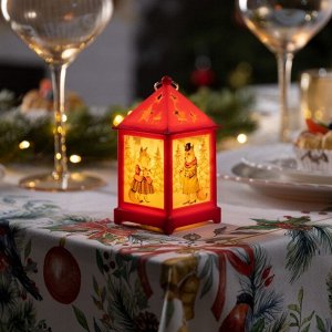 Светодиодная фигура «Красный фонарь с лисами» 6.3 x 12 x 6.3 см, пластик, батарейки AG13х3, свечение тёплое белое