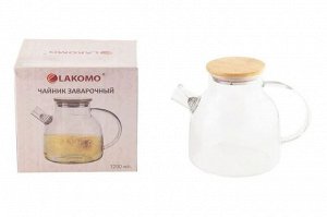 Чайник заварочный с бамбуковой крышкой 1000мл, в п.у.