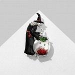 Брошь &quot;Хеллоуин&quot; ведьма с котлом, цветная в чернёном олове