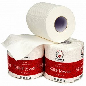 Бумага туалетная "INSHIRO" SilkFlower 3-х сл.1 рулон 25 метров с тиснением 1/6 SF375