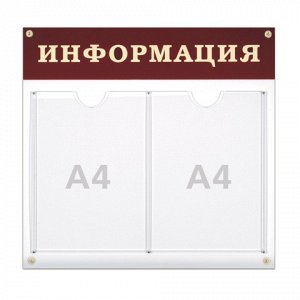 Доска-стенд "Информация" 48*44см, 2 плоских кармана ф.А4, 29