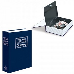 Сейф-книга BRAUBERG “Английский словарь“, 54х115х180 мм, ключевой замок, темно-синий, 290460