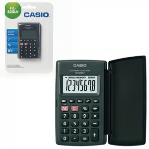 Калькулятор CASIO карманный HL-820LV-BK-S, 8 разряд., пит.от