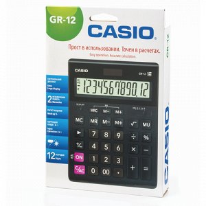 Калькулятор CASIO настольный GR-12-W, 12 разрядов, двойное п