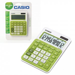 Калькулятор CASIO настольный MS-20NC-GN-S, 12 разряд, двойно