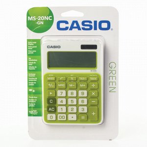 Калькулятор CASIO настольный MS-20NC-GN-S, 12 разряд, двойно