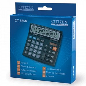 Калькулятор CITIZEN настольный CT-555N, 12 разрядов, двойное