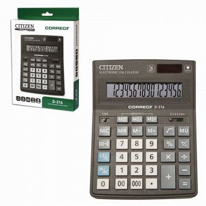 Калькулятор CITIZEN настольный Correct D-316, 16 разрядов, д