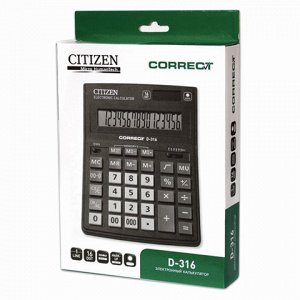 Калькулятор CITIZEN настольный Correct D-316, 16 разрядов, д