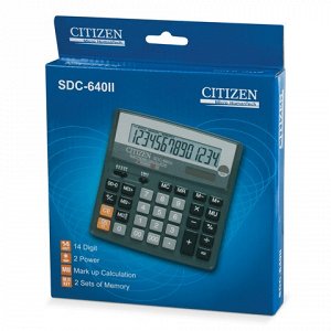 Калькулятор CITIZEN настольный SDC-640II, 14 разрядов, двойн