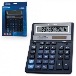 Калькулятор CITIZEN настольный SDC-888XBL, 12 разрядов, двой