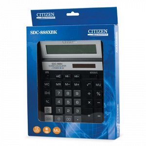 Калькулятор CITIZEN настольный SDC-888ХBK, 12 разрядов, двой