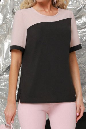 Блузка черная с розовой кокеткой