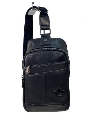 Мужская сумка слинг из натуральной кожи цвет черный