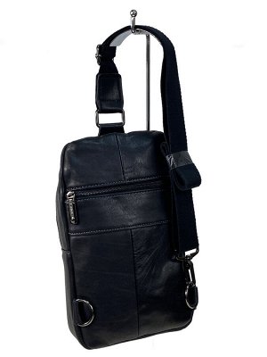 Мужская сумка слинг из натуральной кожи цвет черный