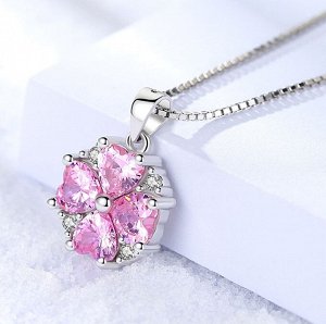 Кулон розовый цветок со стразами стерлинговое серебро
