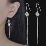 Серьги длинные с кубом стерлинговое серебро