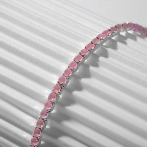 Браслет «Лёд» туман, 2 мм, цвет матовый розовый в серебре