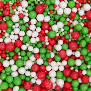 Драже сахарное Бисер цветной (Зеленый, серебро, красный), 20 гр