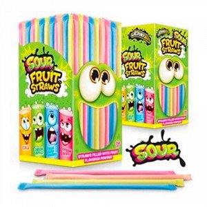 Кислая пудра в трубочке, фруктовая Fruit Straws Johny Bee Sour Powder Straw 3 гр