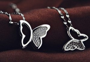 Кулон бабочка со стразами стерлинговое серебро