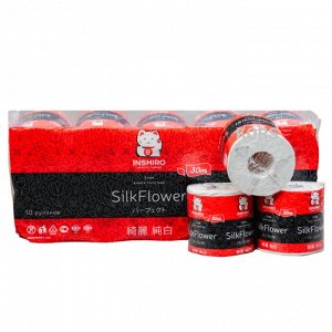 Туалетная бумага Silk Flower, 3-х слойная, 30 м. с тиснением, 10 рулонов
