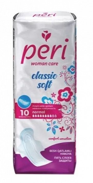 PERI Женские гигиенические прокладки "Classic Soft Normal" хлопок 10 шт