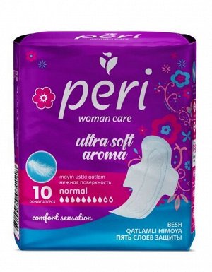 PERI Женские гигиенические прокладки Ultra Aroma Normal Soft 10 шт (хлопок)