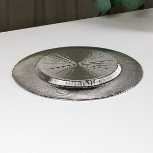 Тарелка стеклянная обеденная Magistro «Иней. Серебро», 27,5?2 см, цвет серебряный