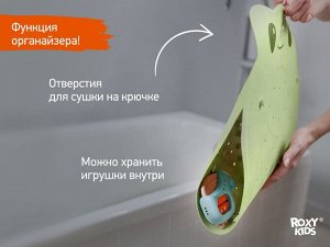Антискользящий резиновый коврик для ванны Лягушка (45х76см). Цвет зеленый