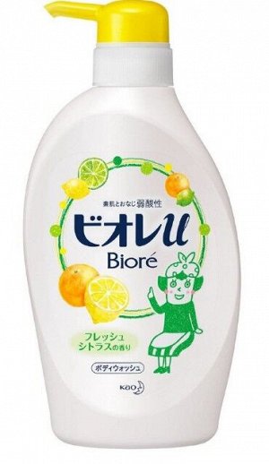 Мыло жидкое для тела KAO Biore U Fresh Citrus бодрящий аромат цитрусовых, бут 480мл, 1/9