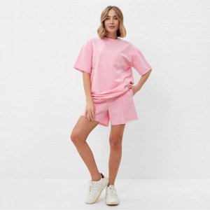Комплект (футболка, шорты) женский MINAKU: Casual Collection цвет светло-розовый