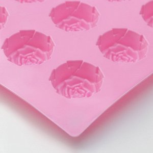 Форма силиконовая для выпечки Доляна «Роза», 29,5?17,5 см, 15 ячеек, цвет МИКС
