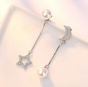 Серьги гвоздики длинные стерлинговое серебро