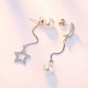 Серьги гвоздики длинные стерлинговое серебро