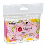 Палочки ватные гигиен. &quot;Maneki&quot; Lovely, с розовым пластиковым стиком, в zip-пакете, 200шт