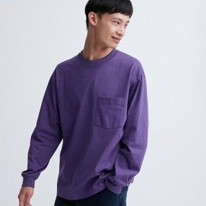 UNIQLO - лонгслив с круглым вырезом из хлопка - 76 PURPLE