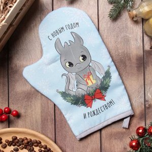 Варежка-прихватка «Доляна. Радостный дракон», 20x28 см, 35% хлопок, 65% п/э, ватин 250 г/м²