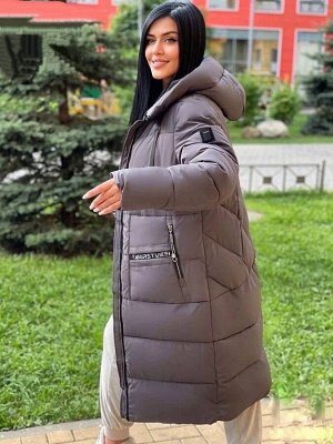 Куртка длинная осенняя женская большого размера / пальто демисезонное женское