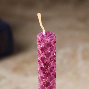 Свеча из вощины с розой "Энергия, гармония и блаженство", 13х1,7 см, 1 ч, фиолетовый