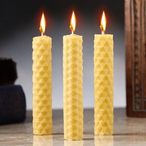 Набор свечей из вощины "Усиление силы воли" , 3 шт, 8х1,7 см, 45 мин, желтый