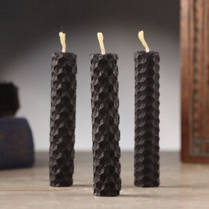 Набор свечей из вощины "Перерождение и новое начало" , 3 шт, 8х1,7 см, 45 мин, черный