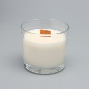Свеча из соевого воска в стакане с деревянным фитилем "Ванильный капучино", 65 гр