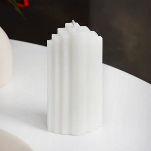 Свеча-цилиндр "Небоскрёб", 3,7х11,5 см, пальмовый воск, белая, 6 ч