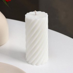 Свеча-цилиндр "Спираль", 5х10 см, белая, 6 ч
