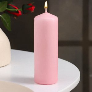 Свеча - цилиндр, 4?12 см, 15 ч, светло-розовая