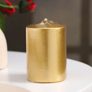Свеча - цилиндр парафиновая, лакированная, золотой металлик, 5,6?8 см