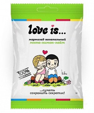 Жевательный мармелад в виде сердца Love is Жуймиксик со вкусом мяты, лимона и лайма 25 гр