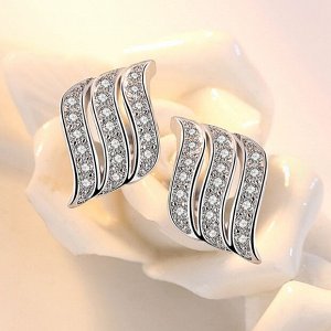 Серьги гвоздики со стразами стерлинговое серебро